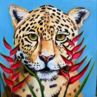 Jaguar with Parrot Flower - Sarah Gidden
